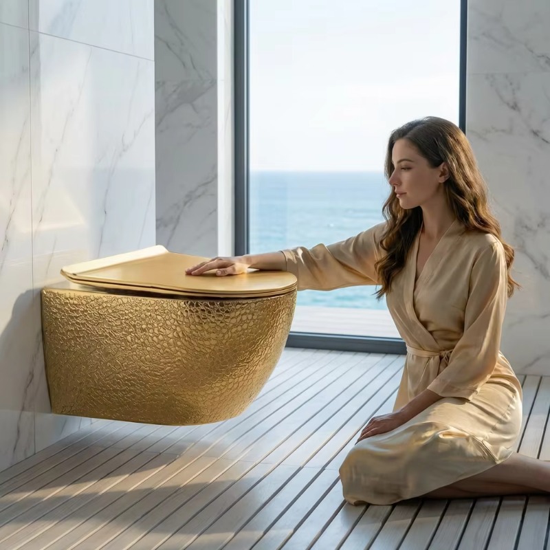 Wandhangend gouden toilet zond - P & C Home Textiles Usa recensie en prijs
